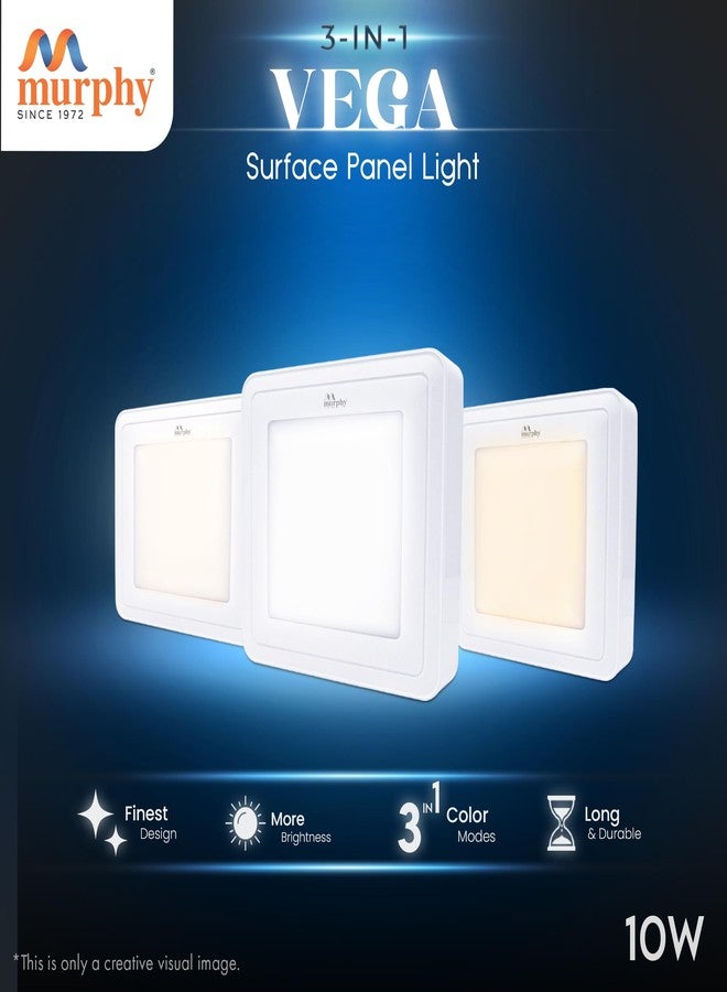 Murphy 10W Vega 3-in-1 Square LED Panel Color Changing Surface Light (Cool White/Warm White/Natural White, Pack of 4) - Image 3